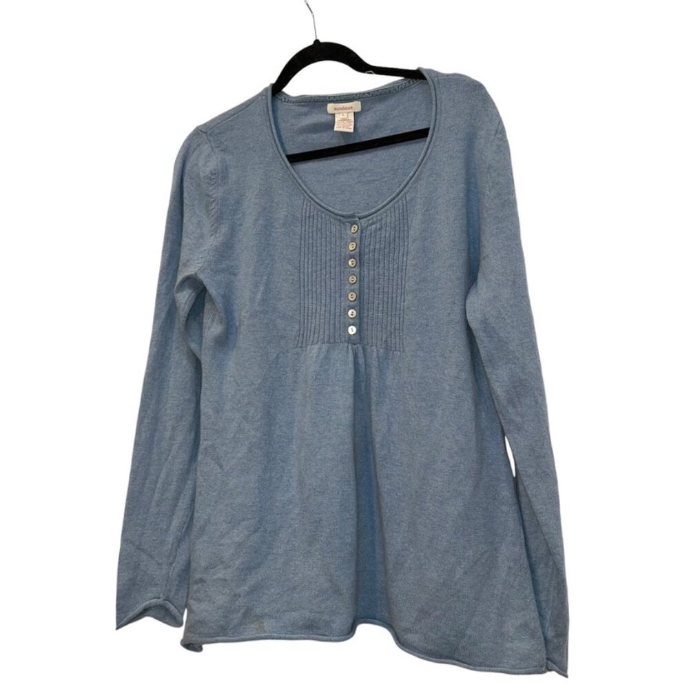 sundance chambray blue pleated bib cotton tunic sweater L
